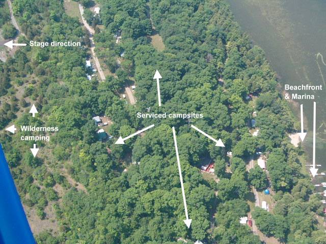 aerial view of camping area